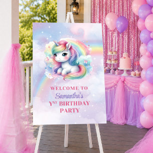 Poster Unicórnio Brilhante Pastel Menina Mágica Aniversár