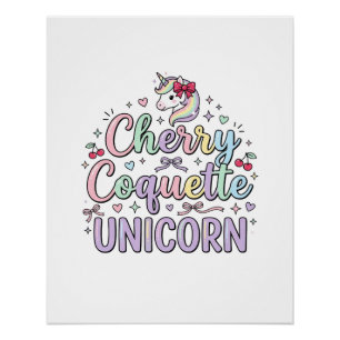 Pôster Unicórnio Cereja Coquete Unicórnio Original Zazzle