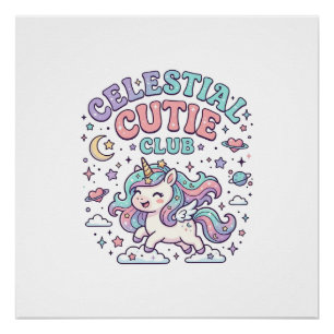 Pôster Unicórnio Clube de Lindos Celestiais Produto Estil