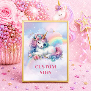 Poster Unicórnio Colorido Dia Mágico Aniversário Menina P