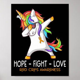 Poster Unicórnio Dabbing Hope Fight Love RSD CRPS Awarnes