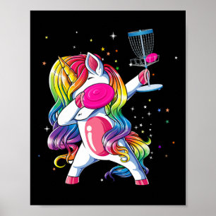 Poster Unicórnio Dabbing Jogador de Golfe de Disco Amante