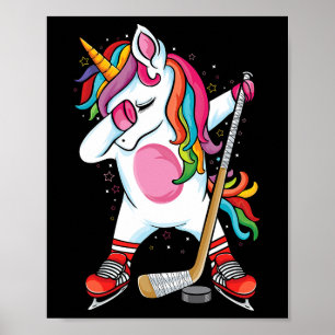 Poster Unicórnio Dançando Hockey no Gelo Crianças Meninos