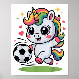 Poster Unicórnio de Futebol Engraçado Só Menina que Ama J