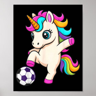 Poster Unicórnio de Futebol Engraçado Só Menina que Ama V