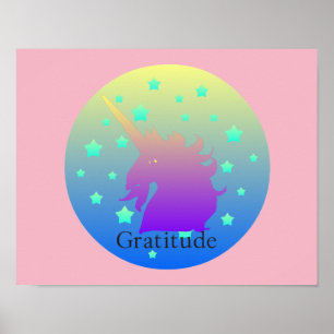Poster Unicórnio de Ombre com gratitude da palavra