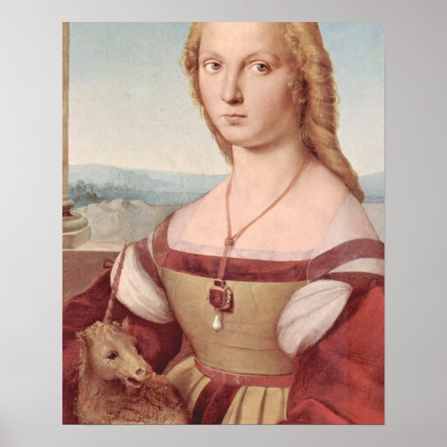 Pôster Unicórnio e Senhora da Pintura de Rafael Renascenç (Frente)