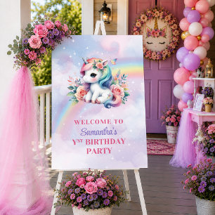 Poster Unicórnio Encantado Pastel Menina Mágica Aniversár