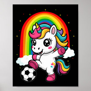 Poster Unicórnio Fofo Jogando Futebol _1