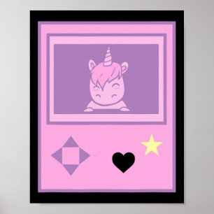 Poster Unicórnio Gamer Kawaii Menina Anime Pastel Estilo