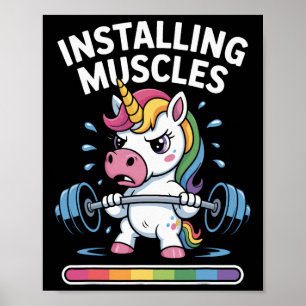 Poster Unicórnio Instalando Músculos Aguarde Bodybuildin
