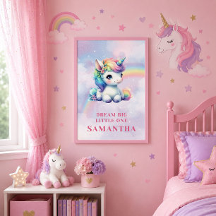 Poster Unicórnio Mágico Pastel Brilhante Dia da Menina An