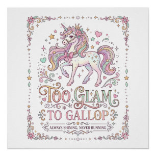 Pôster Unicórnio Muito Glam para Galopar Roupas Adoráveis