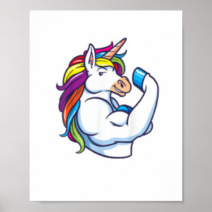 Poster Unicórnio Musculoso - Corpo Malhado Fitness Mágico