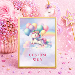 Poster Unicórnio Pastel Brilhante Dia Mágico Aniversário