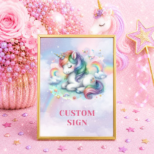 Poster Unicórnio Pastel Brilhante Dia Mágico Aniversário