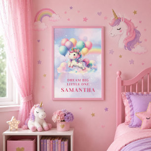 Poster Unicórnio Pastel Brilhante Dia Mágico Aniversário