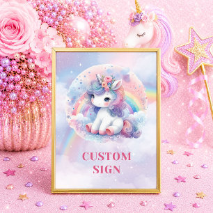 Poster Unicórnio Pastel Moderno Dia Mágico de Aniversário