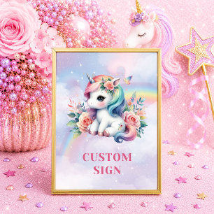 Poster Unicórnio Pastel Sonhador Dia Mágico Aniversário P