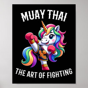 Poster Unicórnio Tailandês Fofo de Muay Thai - Kickboxing
