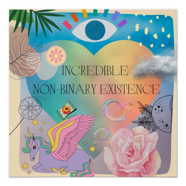 Pôster unicórnio transgênero não binário poster (Frente)