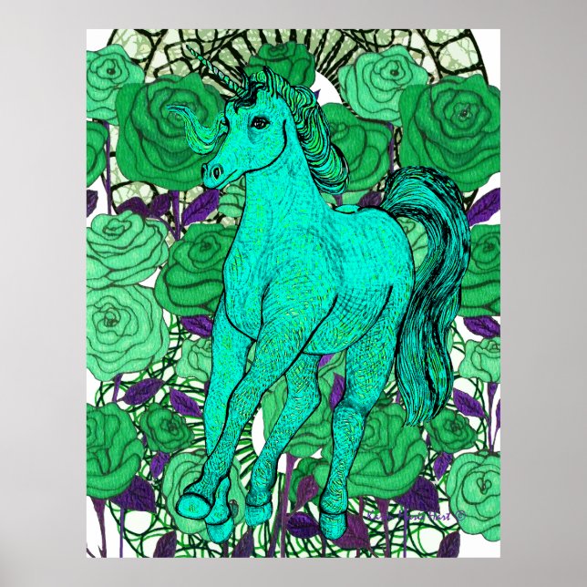Poster Unicorns Love Roses (Frente)