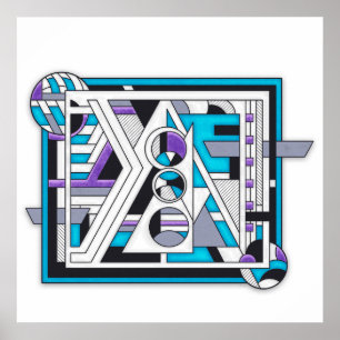 Poster Unidade 124 - Design Geométrico Retrorfuturista