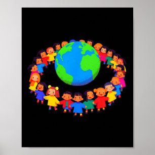 Poster Unidade Ao Redor Do Mundo - Crianças Segurando Mão
