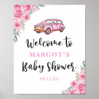Poster Unidade De Carro Floral Rosa Por Rosa Chá de frald