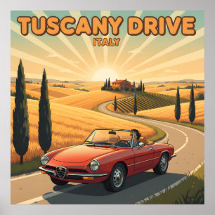 Poster Unidade de Toscana retrô-70s: Vintage Itália Viage