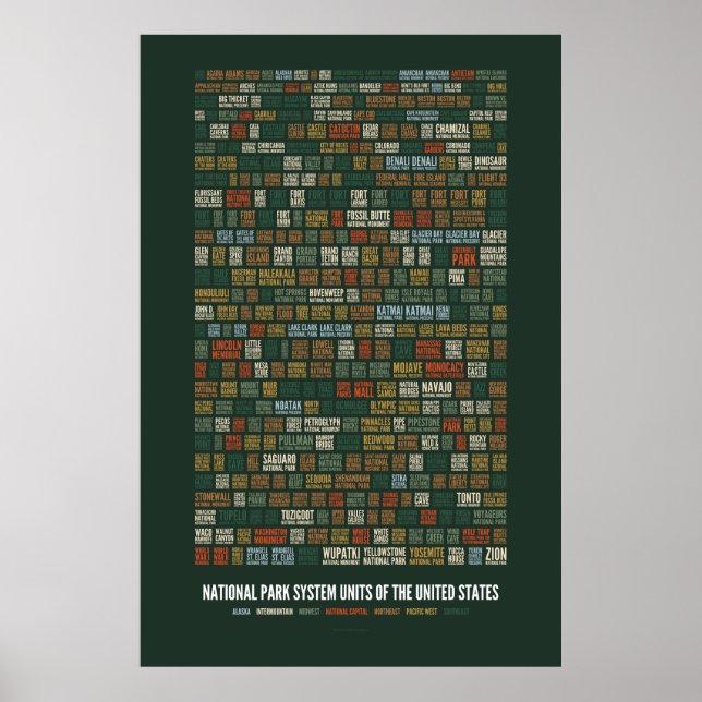 Poster Unidades do Sistema do Parque Nacional dos EUA (41 (Frente)