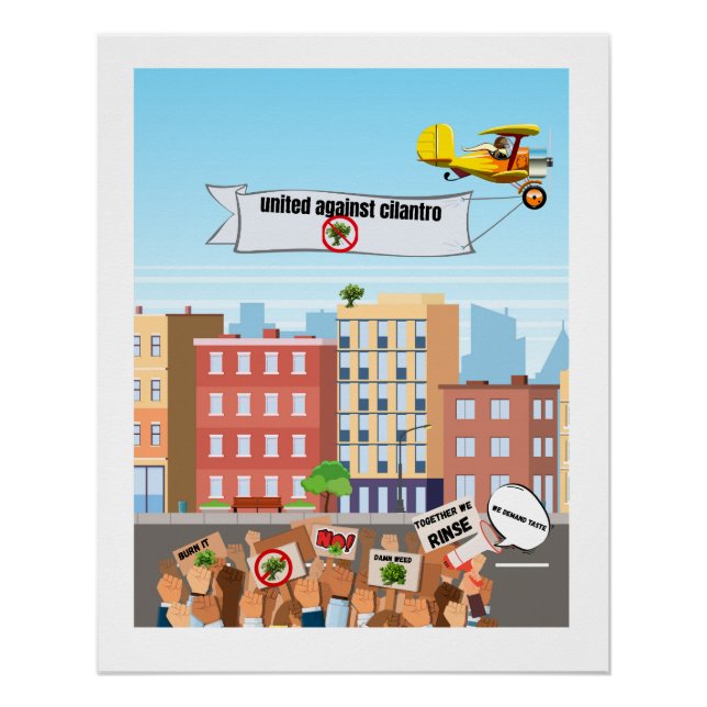 Pôster Unidos Contra Cilantro - Funny Anti-Cilantro (Frente)