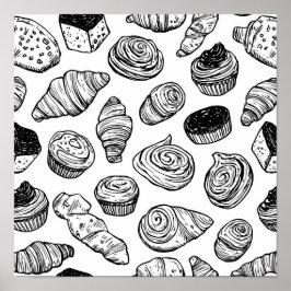 Poster Uniform Pastry Pattern Decoupage Template Line Art