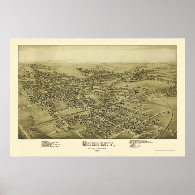Pôster Union City, PA Panorâmica - 1895 (Frente)