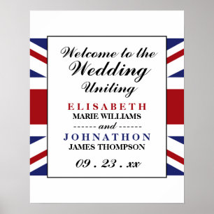 Poster Union Jack Flag British Wedding Welcome