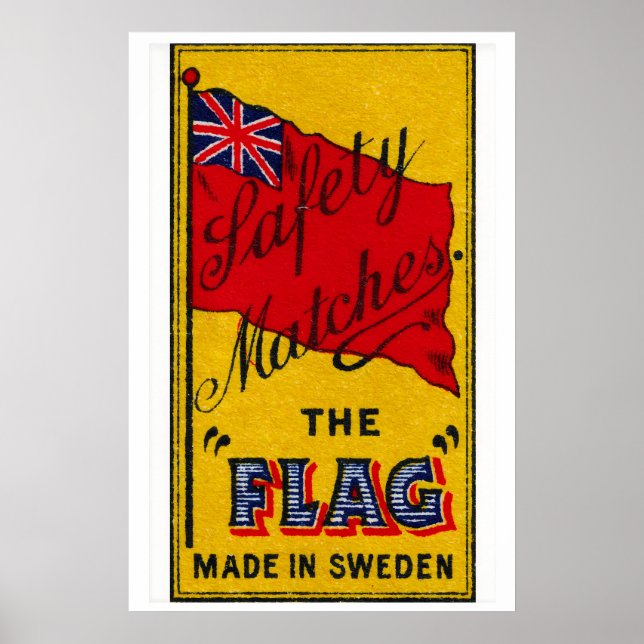 Poster Union Jack Flag Matchbox Art Print, Swedish (Frente)