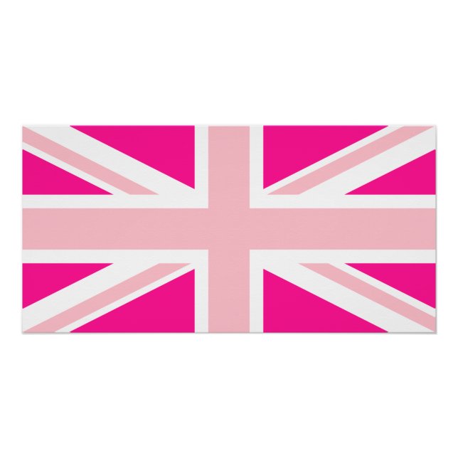 Pôster Union Jack Rosa Profundo (Frente)