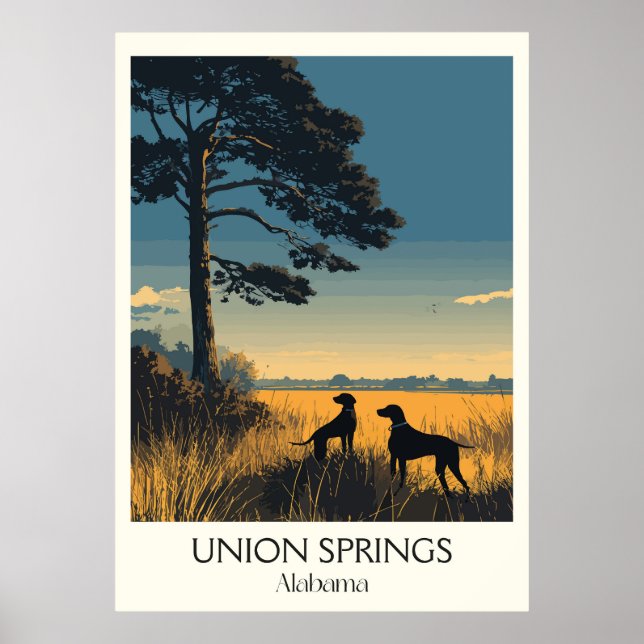 Poster Union Springs Alabama Dogs Sunset (Frente)