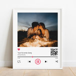 Poster Unique Couple Personalized QR Code Any Song Photo<br><div class="desc">Modern and elegant design printed Unique Couple Personalized QR Code Any Song Photo that can be customized with your text. Please click the "Customize it" button and use our design tool to modify this template. If you want change time marker location use spacebar to move the circle dot. Check out...</div>