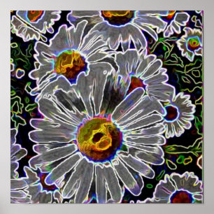 Poster Unique Neon Daisies