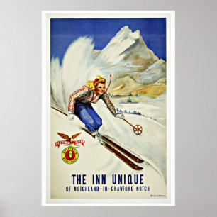 Pôster Unique Resorts Ski Vintage Travel