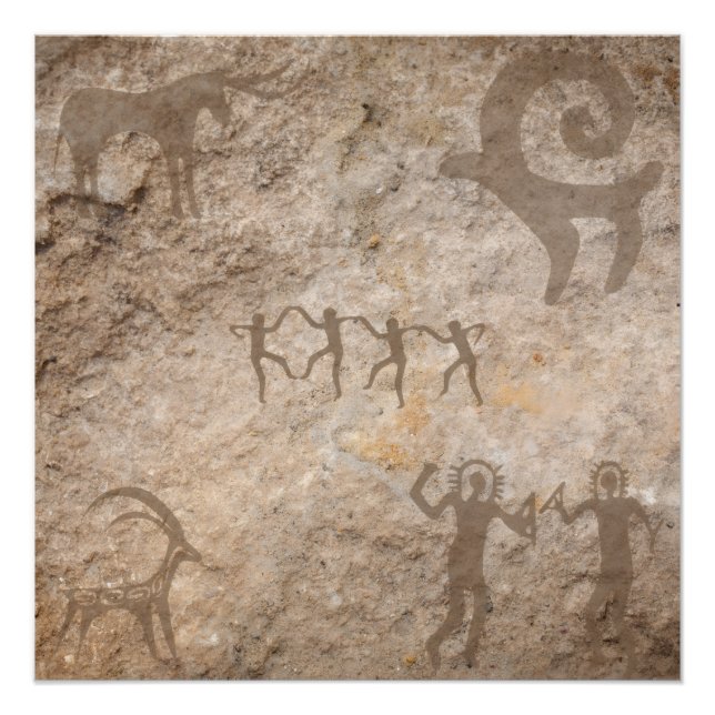 Pôster Unique Southwest Petroglyph Native Paintings (Frente)
