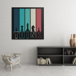 Poster Unique Vintage Chess Pieces Think Colorful<br><div class="desc">Trendy Vintage Chess Pieces Sunset artwork showing chess pieces and the word "think". Amazing gift idea for every chess player and anyone who loves the board game. checkmate!</div>