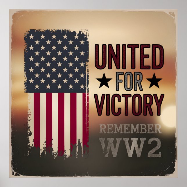 Poster United For Victory WII American Flag Patriotic (Frente)