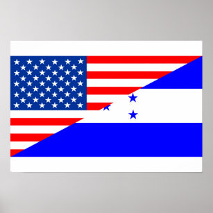Poster united states america honduras half flag usa count