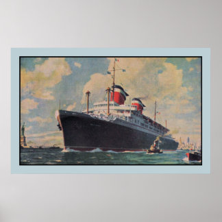 Poster United States Lines SS America aquarelle