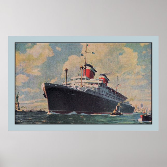 Poster United States Lines SS America aquarelle (Frente)