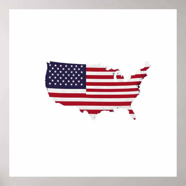 Poster United States Map Filled with American Flag (Frente)