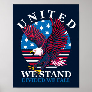 Poster United We Stand - Eagle e American Flag