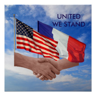 Pôster United We Stand USA & France Poster Paper
